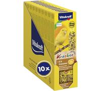 Vitakraft Kräcker, bastoncini da sgranocchiare per canarini, con uovo e semi da prato, con vitamine e minerali, per divertirsi a lungo sgranocchiando, senza zuccheri aggiunti (10x 54g)