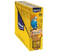 Vitakraft Kräcker, con uovo e semi da prato, bastoncini da sgranocchiare per pappagallini ondulati ed esotici, in confezione scorta, senza zuccheri aggiunti (10x 54g)