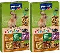 Vitakraft Kräcker Mix, bastoncini da sgranocchiare per conigli nani, con popcorn e miele, con verdura e barbabietola rossa, con uva e noci, senza l'aggiunta di zuccheri e cereali (1x 160g)