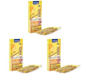 Vitakraft Kräcker Mix,snack ucceli, bastoncini da sgranocchiare con uovo e semi di prato,con albicocche e fichi,con miele e sesamo,a sostegno della cura del becco,senza l'aggiunta di zuccheri (1x 80g)