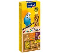 Vitakraft Kräcker Mix, Snack Uccelli, Bastoncini da sgranocchiare, con Uovo e Semi da Prato, con Albicocche e fichi, con Miele e Sesamo, per la Cura del Becco, Senza l'aggiunta di Zucchero