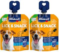 Vitakraft Lick & Snack, crema da allenamento morbida in formato schiacciato, con salmone, richiudibile, senza aggiunta di zucchero (1 X 60 g) (Confezione da 2)
