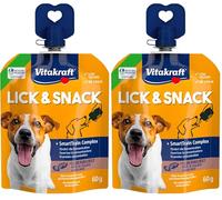 Vitakraft Lick & Snack, crema da allenamento morbida in formato schiacciato, con salsiccia epatica, richiudibile, senza aggiunta di zucchero (1 X 60 g) (Confezione da 2)