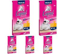 Vitakraft Liquid Snack, con pollo, leccornia per gatti, con taurina, a sostegno della funzione oculare, sostiene la funzione cardiaca, a ridotto contenuto calorico (1 confezione con 6x 15g)
