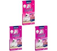 Vitakraft Liquid Snack, golosità gatto, snack gatto cremoso, con patè di fegato e biotina, in bustine singole, per una pelle migliore (1 pacchetto 6x 15g) (Confezione da 3)