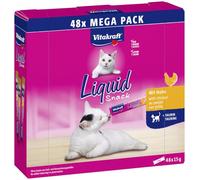 Vitakraft Liquid Snack per gatti, bocconcini per gatti in confezione mega (48x15 g), consistenza cremosa, al pollo, 1 confezione di scorta