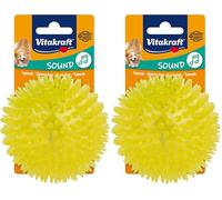 Vitakraft palla riccio, gioco per cane, gioco per cane robusto, con squeaker, in gomma termoplastica, favorisce la circolazione del sangue nelle gengive (1 pz) (Confezione da 2)