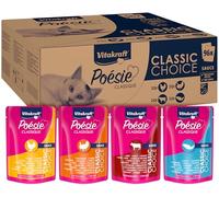 Vitakraft Poésie Classique, cibo umido per gatti, salsa ricca (96 x 85 g) | pollo, tacchino, manzo e salmone MSC, cibo per gatti adulti, variegato, senza zuccheri aggiunti né cereali