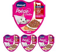 VITAKRAFT Poésie Création, alimento Umido Gatto, con Manzo, con Carota, in squisita Salsa, per Gatti Adulti, Senza l'aggiunta di zuccheri e minerali, 85g (Confezione da 4)