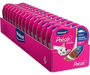 Vitakraft Poésie Création, alimento umido gatto, con merluzzo, pasta e pomodoro in squisita salsa, per gatti adulti, senza l'aggiunta di zuccheri e minerali (15x 85g)