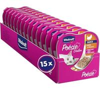 Vitakraft Poésie Création, cibo umido per gatti, cibo umido per gatti in salsa, con tacchino in salsa di formaggio, confezione risparmio, senza zuccheri aggiunti né cereali (15 x 85 g)