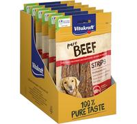 Vitakraft Pure Beef Strips, snack cane, strisce di carne di manzo, snack per l’addestramento cane, senza zuccheri aggiunti (10x 80g)