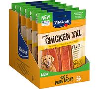 Vitakraft Pure Chicken XXL Filets, snack cane, filetto di pollo, snack per l’addestramento del cane, senza zuccheri aggiunti (6x 250g)