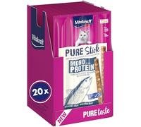 Vitakraft Pure Stick, snack gatto, bastoncino con carne, snack con salmone, bastoncini singoli, anche per gatti sensibili dal punto di vista alimentare, confezione scorta (20x 20g)