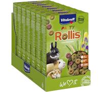 Vitakraft Rollis, anelli croccanti per roditori,poveri di calcio,con erba medica,a completare l'alimento principale o come snack tra un pasto e l'altro, senza zuccheri e cereali(7x 500g)