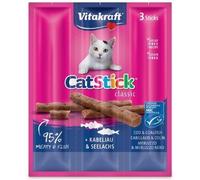 Vitakraft Snack per Gatti Cat Stick Classic Mini Merluzzo e Merluzzo Nero 3x18 g