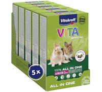 Vitakraft Vita Special Junior, alimento per conigli nani, per giovani conigli nani, con erbe di prato ed erbe aromatiche, per una digestione ottimale, senza l’aggiunta di zuccheri e cereali (5 x 600g)