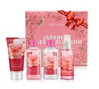Vital Luxury Bath & Body Kit 3 Fl Oz, Ideal Skincare Gift Home Spa Set Includes Body Loion, Shower Gel, Body Cream and Fragrance Mist (Japanese Cherry Blossoms)
