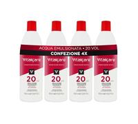 Vitalcare | Emulsione Ossidante 20 Volumi, Ossidante per Capelli Extra Dolce con Cheratina, Ravvivante Colore, Compatibile con Creme Coloranti, 4 x 1000 ml