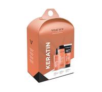 VITALCARE | Gift Set Keratin - Shampoo 250ml + Spray 125ml + Maschera Flash 190ml - Trattamento Completo per Capelli Lisci e Lucenti