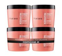 Vitalcare | Keratin - Maschera Capelli Rinforzante, per Capelli Fragili e Stressati, con Cheratina e Arginina, per Capelli più Forti e Morbidi, 4 x 500 ml