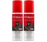Vitalcare | Ritocco Ideale per Capelli, Spray Istantaneo Perfetto per Coprire Temporaneamente i Capelli Bianchi e Grigi, Colore Castano Chiaro, 75 ml (Confezione da 2)