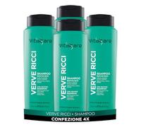 Vitalcare | Verve - Shampoo Ravvivaricci, Shampoo per Capelli Ricci o Mossi, con Elastina e Collagene, Aiuta a Definire ed Esaltare i Ricci, 4 x 500 ml