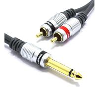 VITALCO MK80 jack da 6,3 mm a 2 cavi audio RCA, lunghezza 5 m, contatti dorati, connettori in alluminio