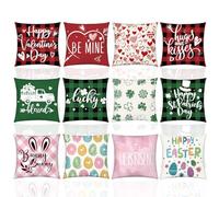 VitalCozy 12 federe per cuscino per San Valentino, San Patrizio, Pasqua, 45,7 x 45,7 cm, federe per cuscini a quadri di bufalo per feste, decorazioni per divano e letto