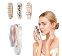 Vitalight Massaggiatore di bellezza viso e collo con 4 testine massaggianti sostituibili, massaggiatore facciale a calore freddo, pettine per la crescita dei capelli con luce rossa/viola, strumenti