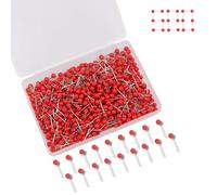 Vitalili 500 puntine rosse con testa rotonda da 0,3 cm, con testa in acciaio inox, per bacheca, mappe, foto (0,3 cm, rosso)