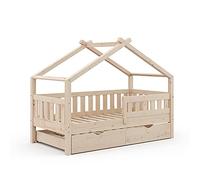 VitaliSpa Letto montessori bambini Design, Legno naturale, 80x160 cm con letto per ospiti, adatto come area giochi e zona notte per bambini