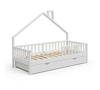 VitaliSpa Letto montessori bambini Noemi, Bianco, 90x200 cm con 2 cassetti, adatto come area per dormire e giocare per la cameretta dei bambini