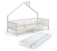 VitaliSpa Letto montessori bambini Noemi, Bianco, 90x200 cm con materasso, adatto come area per dormire e giocare per la cameretta dei bambini