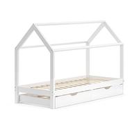 VitaliSpa Letto montessori bambini Wiki, Bianco, 90x200 cm con letto per ospiti