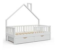 VitaliSpa Letto per la casa Noemi, Bianco, 80x160 cm con 2 cassetti, adatto come area per dormire e giocare per la cameretta dei bambini