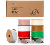 Vitalizart Nastro di Organza Natalizio 9 Colori 2,5 cm x 82,3 m, Decorazioni per le Feste, Nastri Regalo in Tessuto di Tulle per Regalo, Albero di Natale, Fai da Te, Fiocchi, Inviti di Nozze