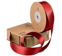 Vitalizart Nastro di Raso Rosso 2,5cm*22,8m per Confezioni Regalo, Nastro Regalo Poliestere Doppio Lato, Nastri in Tessuto Spesso per Artigianato, Bouquet, Decorazioni & Ghirlande Natalizie