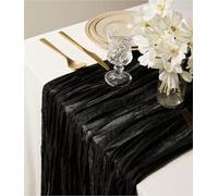 Vitalizart Runner da Tavolo Nero 88,9 x 305 cm Rustico Garza Tovaglia in Tessuto Velato Boho Copritavola per Matrimonio Formaggio Panno Decorazione da Tavolo per Festa del Festival & Arco