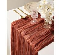 Vitalizart Runner da Tavolo Terracotta 88,9 x 305 cm Rustico Garza Tovaglia in Tessuto Velato Boho Copritavola per Matrimonio Formaggio Panno Decorazione da Tavolo per Festa del Festival & Arco