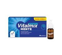 VITALMIX Mente, Integratore Alimentare Energizzante in caso di Stanchezza Fisica e Mentale - Energia Mentale e Memoria - 14 Flaconi Monodose, Senza Lattosio e Senza Glutine, Senza Zucchero