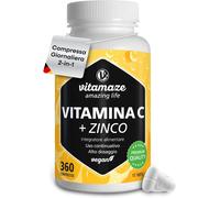 Vitamin C - 360 Capsules - High Dosage with 1000mg + 15mg Zinc - Fermented and B