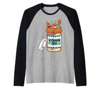 Vitamin Happy Crab Ocean Beach Sea Design Maglia con Maniche Raglan