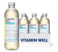 Vitamin Well Vitamina acqua al gusto - vitamina C, vitamina B12 - bevanda funzionale e ipocalorica arricchita con ingredienti funzionali - 12 x 500 ml con pegno (Refresh)