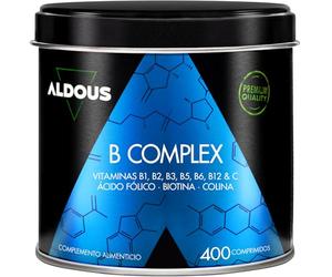 Vitamina B Complex Alto Dosaggio + Vitamina C - 400 Compresse Vegan - Multivitaminico - Vitamina B12, B1, B3, B4, B5, B6, Acido Folico, Biotina, Colina - Integratori Stanchezza - Vitamine B - ALDOUS