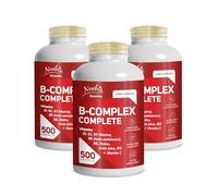Vitamina B Complex Noebis Pharma con Vitamina C - B1 B2 B3 B5 B6 Biotina Acido Folico B12-500 Compresse Maxi Scorta (Confezione da 3)