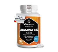 Vitamina B12 500 mcg Alto Dosaggio Metilcobalamina Pura, 180 Compresse Vegan For