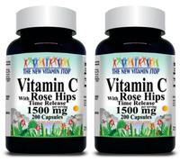 Vitamina C 1500mg Con Rosa Canina Volta Rilascio 2X200Caps Non Ogm / Gluten Free