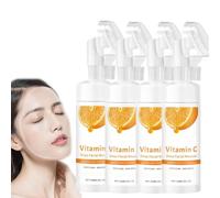 Vitamina C schiuma detergente per il viso,Uomini 2 in 1 morbido idratante ed esfoliante lavaggio del viso,Viaggio formato illuminante schiuma gel lava inquinamento e impurità (4)