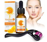 Vitamina C Serum Microneedling Set Derma Roller per viso 0,5 mm con vitamina C siero, 540 Titanium Dermaroller